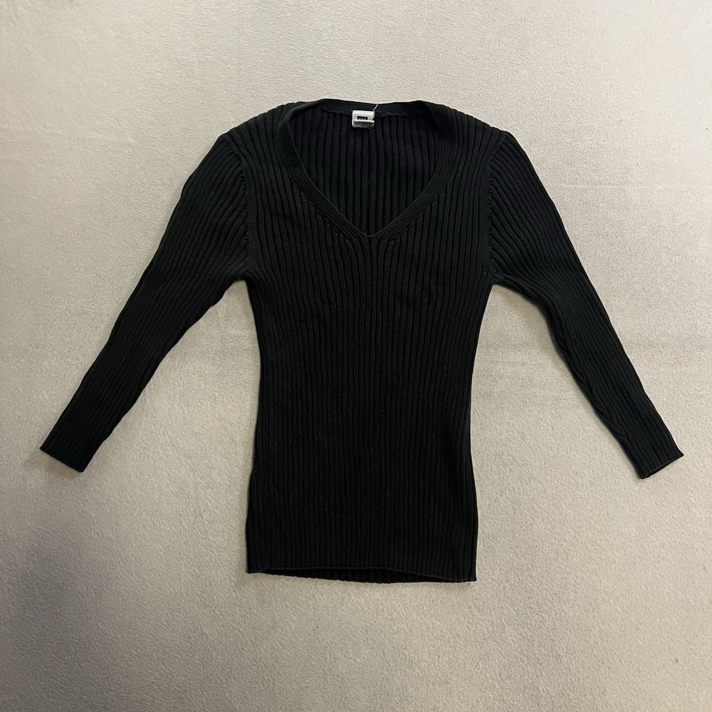 Vintage Gap Sweater Women's Size Small Black V-neck Ribbed Babydoll Bella Y2K
